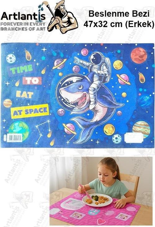 Beslenme Bezi Erkek Modeli Yıkanabilir 32x47 cm 1 Adet Beslenme Örtüsü Okul Öncesi Kreş Anasınıfı İlkokul İçin İdeal