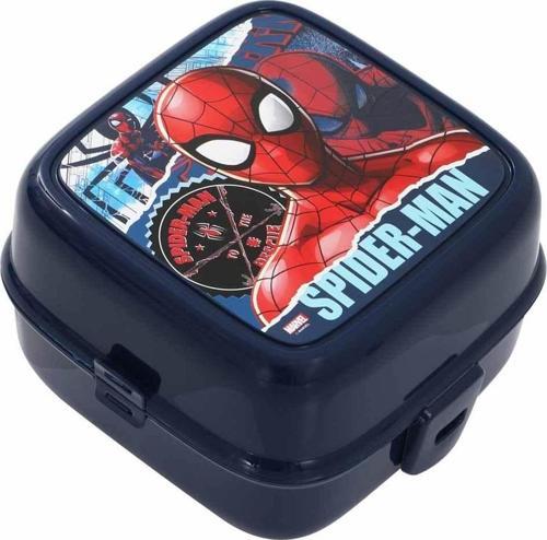 Beslenme Kutusu 4 Bölmeli Örümcek Adam Lacivert Renk Erkek Figürlü 1 Adet Yemek Saklama Kabı Beslenme Çantası