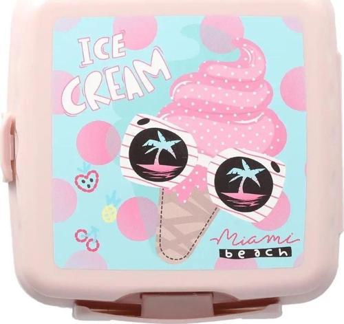 Beslenme Kutusu 4 Bölmeli Dondurma Açık Pembe 1 Adet Yemek Saklama Kabı Beslenme Çantası