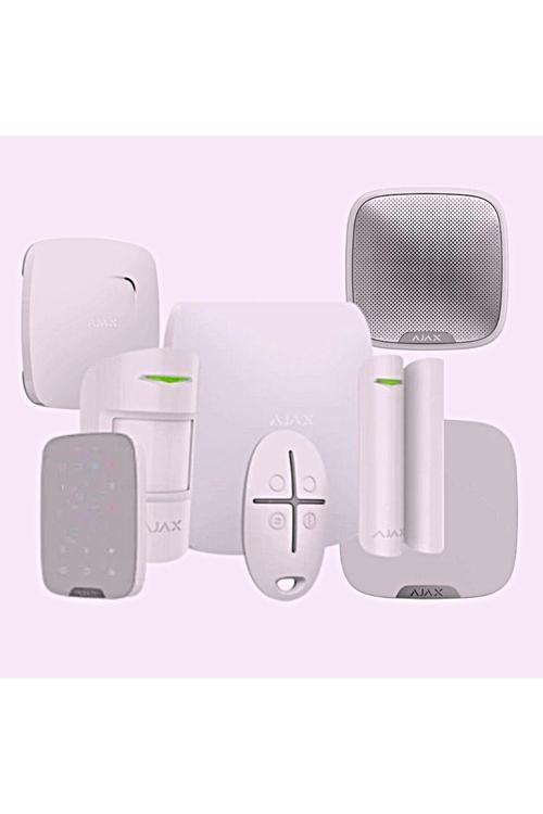 Hub Kit Kablosuz Alarm Seti Duman Isı Co Dedektörü Keypad İç Ve Dış Siren Dahil Beyaz