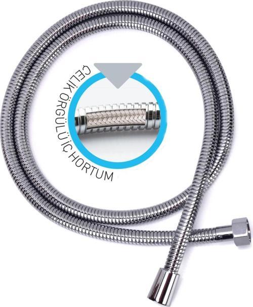 Yt09 Nirvana Çelik Örgülü Kopmaz Dolanmaz Banyo Duş Spiral Hortumu 175cm-2yıl Garanti