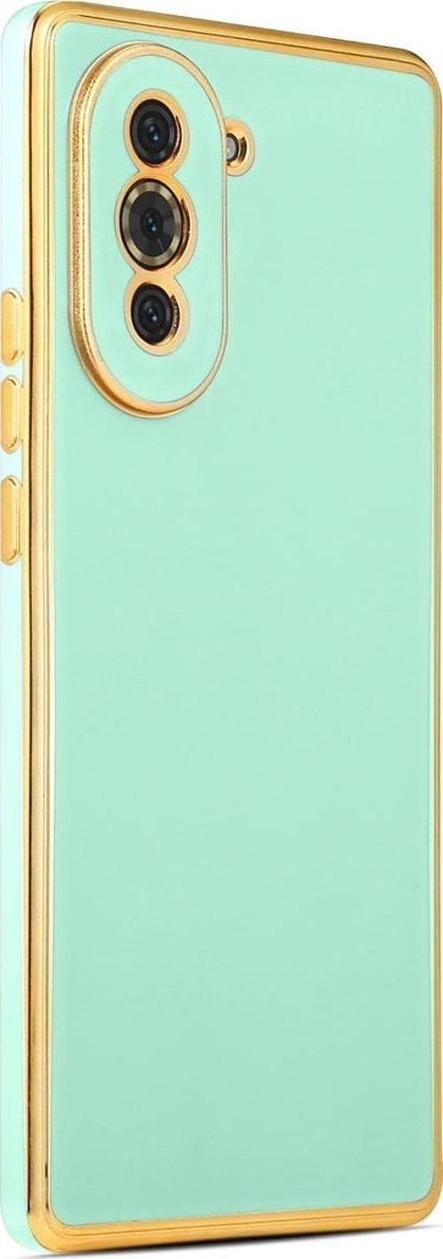 Huawei Nova 10 Ile Uyumlu Kılıf Gold Kenar Pastel Renkli Halcyon Z-bark Kapak Açık Yeşil