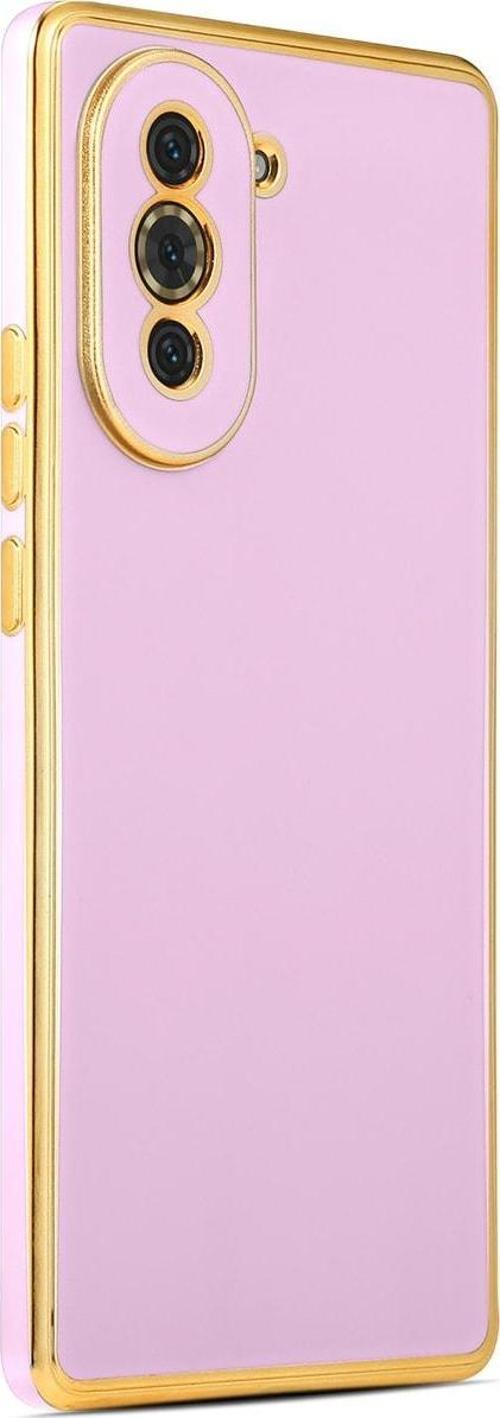 Huawei Nova 10 Ile Uyumlu Kılıf Gold Kenar Pastel Renkli Halcyon Z-bark Kapak Lila
