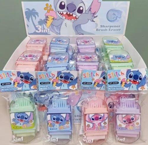 Disney Stitch Kalemtıraş Silgi Fırça 3'ü 1 arada Karikatür Stitch Rulo Kalem Ofis Malzemeleri 
