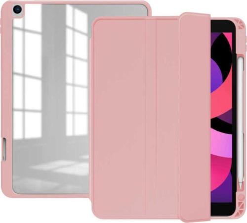 Ipad 10.2 Uyumlu 8.nesil Smart Cover Kılıf Nort Arkası Şeffaf Standlı Pembe