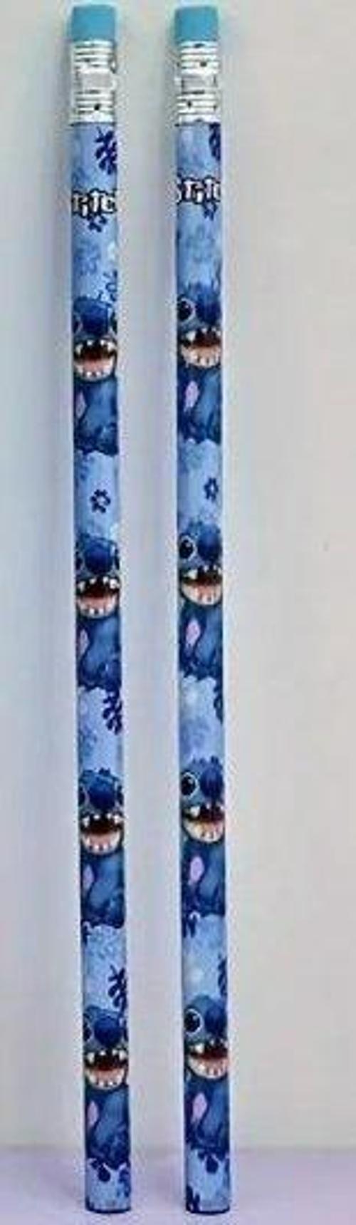 Stitch Temalı HB Kalem ile Silgi Üstleri - 2mm Kurşun, Çatlama Direnci Tasarımı, Mavi ve Mor Çiçek Desenleri, Okul, Sanat Projeleri ve Yaratıcı Yazma