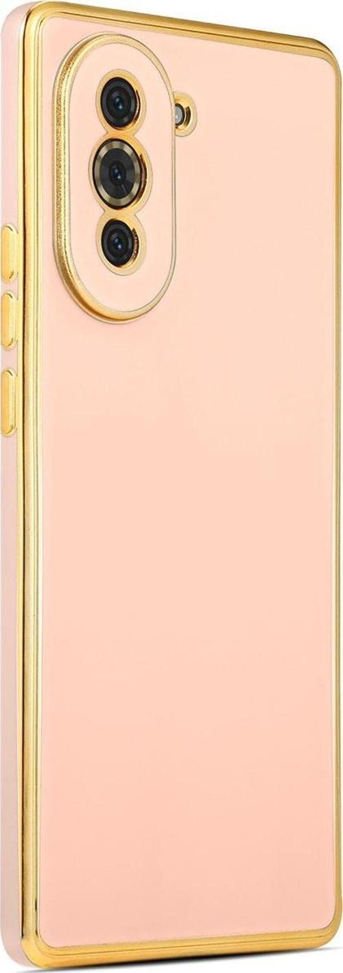 Huawei Nova 10 Pro Ile Uyumlu Kılıf Gold Kenar Pastel Renkli Halcyon Z-bark Kapak Rosegold