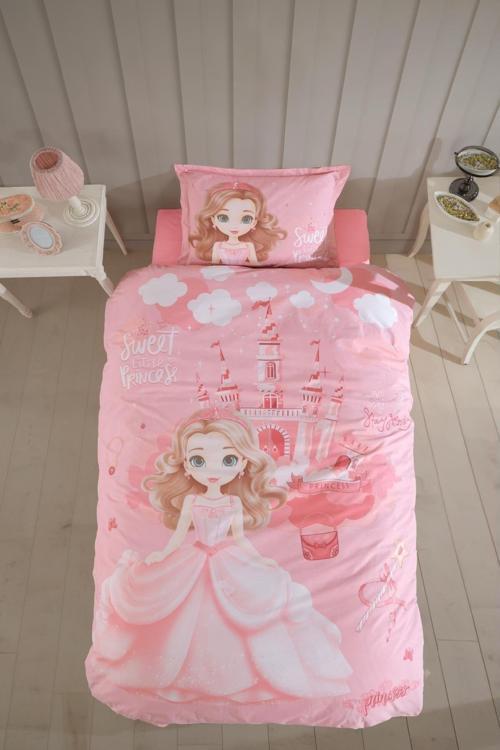 Tek Kişilik Ranforce Nevresim Takımı Sweet Princess V1 Pudra