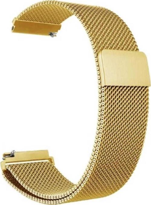 Huawei Watch 3 Pro Uyumlu Kordon Hasır Metal Örgülü Gold