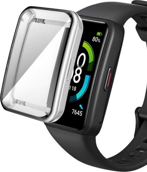 Huawei Band 6 Ile Uyumlu Tpu Çerçeveli Tam Kapatan Ekran Koruyucu Çerçeve Kılıf Gri