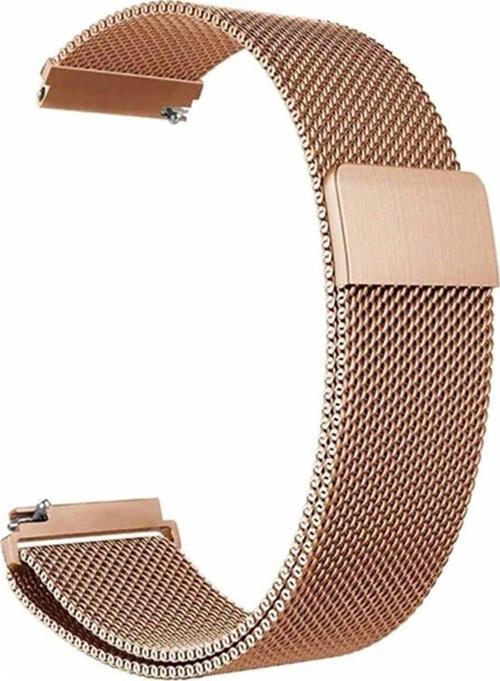 Huawei Watch Gt 3 Pro Ile Uyumlu 46 Mm Kordon Hasır Metal Örgülü Rosegold