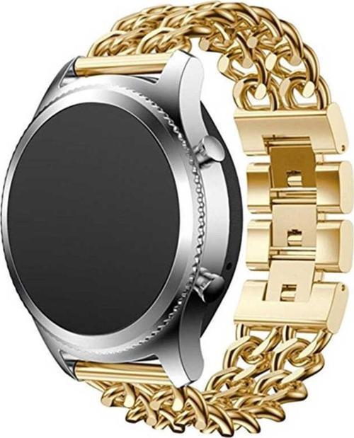 Huawei Watch Gt 3 Pro Ile Uyumlu 46 Mm Kordon Zincir Halkalı Metal Örgülü Gold
