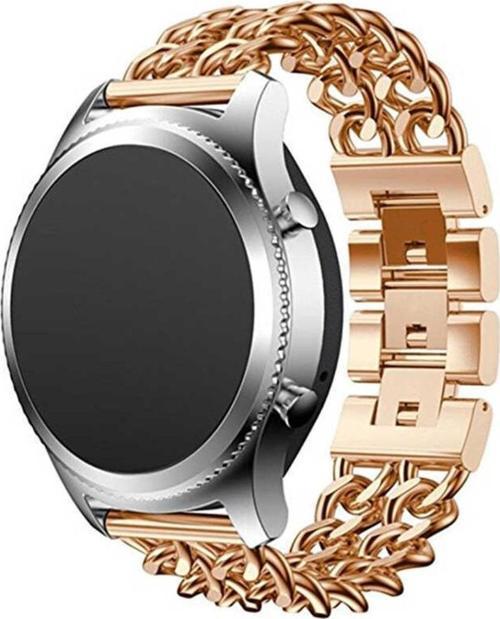 Huawei Watch Gt 3 Pro Ile Uyumlu 46 Mm Kordon Zincir Halkalı Metal Örgülü Rosegold