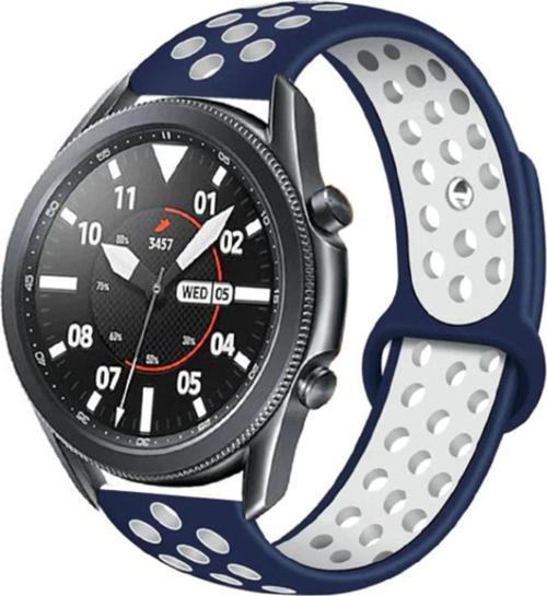 Huawei Watch Gt 3 Pro Ile Uyumlu 46mm Delikli Spor Kayış Mavi-beyaz