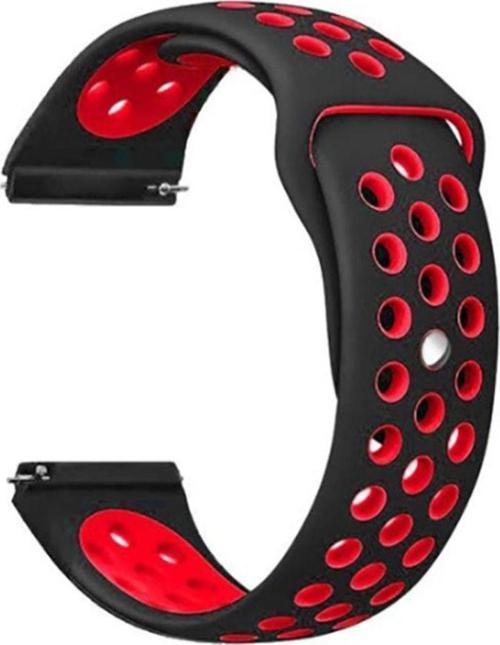 Huawei Watch Gt 3 Pro Ile Uyumlu 46mm Delikli Spor Kayış Siyah-kırmızı