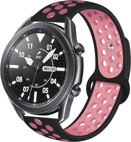 Huawei Watch Gt 3 Pro Ile Uyumlu 46mm Delikli Spor Kayış Siyah-rosegold