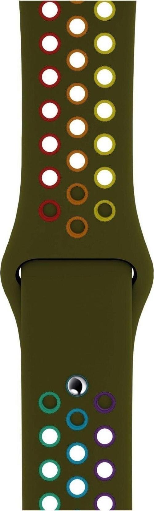 Huawei Watch Gt 3 Pro Ile Uyumlu 46mm Delikli Spor Kayış Yeşil-gökkuşağı
