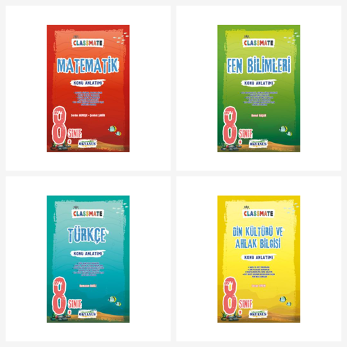 Okyanus 8. Sınıf Classmate Matematik + Fen + Türkçe + Din Kültürü Konu Anlatımı Seti Okyanus Yayınla