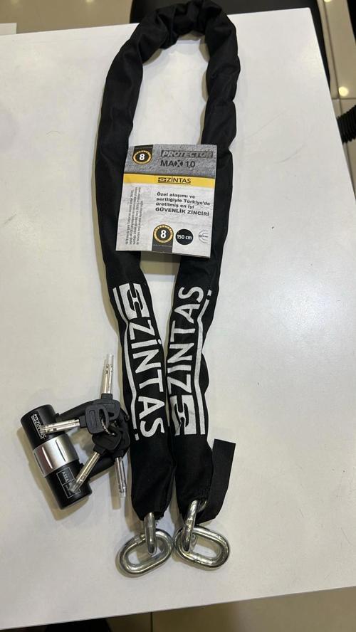 Kilit Zintaş MAX10 150 cm x 10mm Motosiklet Kesilmez Zincir