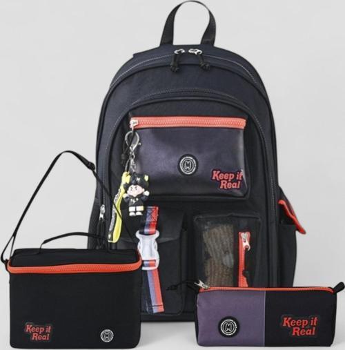 Muggle 2214 İthal Ürün Üst Kalite Unisex Çocuk Üçlü Set İlkokul Sırt Çantası - NKT02214-siyah-TEKEBAT