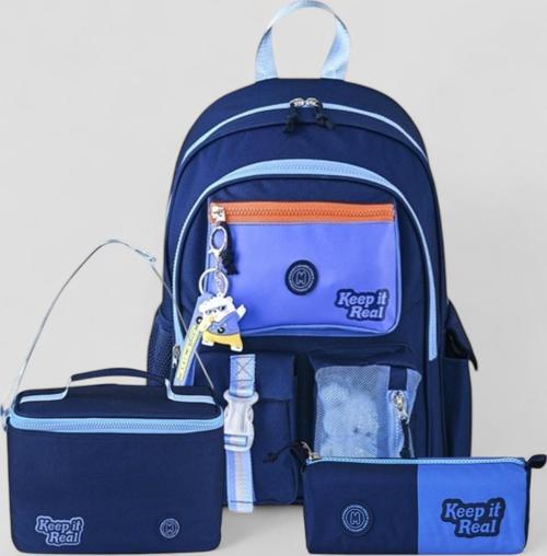 Muggle 2214 İthal Ürün Üst Kalite Unisex Çocuk Üçlü Set İlkokul Sırt Çantası - NKT02214-lacivert-TEKEBAT