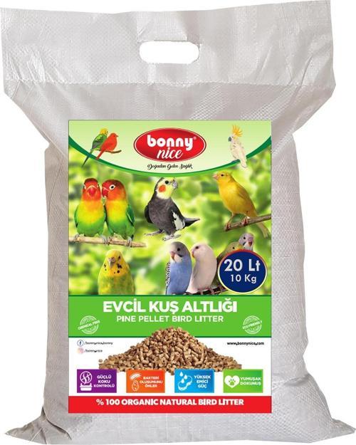 Bonny Nice Doğal Kuş Kumu Çam Pelet Papağan Kuş Kafes Altlığı 10 Kg 20 Lt