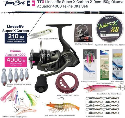 Acuador 4000 X Carbon 210cm 150g Tekne Olta Seti TT3