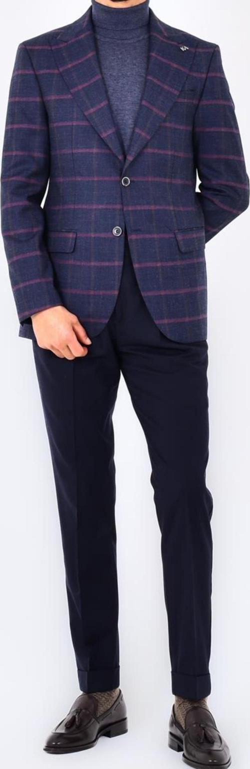 Modern ve Şık Slim Fit Dar Kesim Yün Viskon Erkek Ceket-KAV5062W