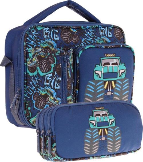 Kids Erkek Çocuk Lacivert Turkuaz Kamyon Üç Bölmeli Thermo Beslenme Çantası ve Kalemlik Seti (L7261+L8261)