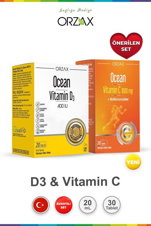 Vitamin D3 400 IU Sprey 20ml & Ocean Vitamin C 30 Tablet