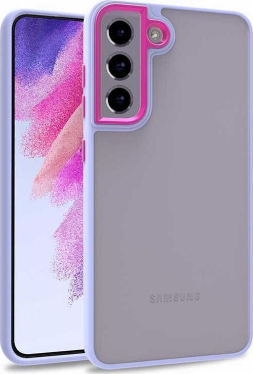 Galaxy S21 Fe Uyumlu Kılıf Kontrast Renk Tasarımlı Cynosure Kapak Lila