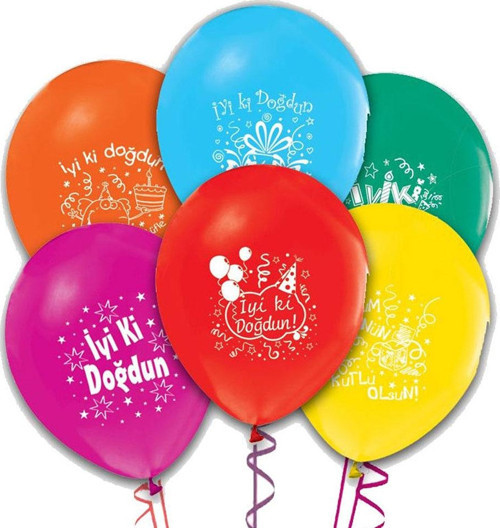 12 Inc 100 Adet İyiki Doğdun Yazılı Balon