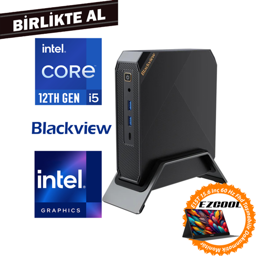 MP200 i5-12450H 16GB 512GB SSD Windows 11 Pro Mini PC + 15.6" Touch Monitör MP200161I5 011