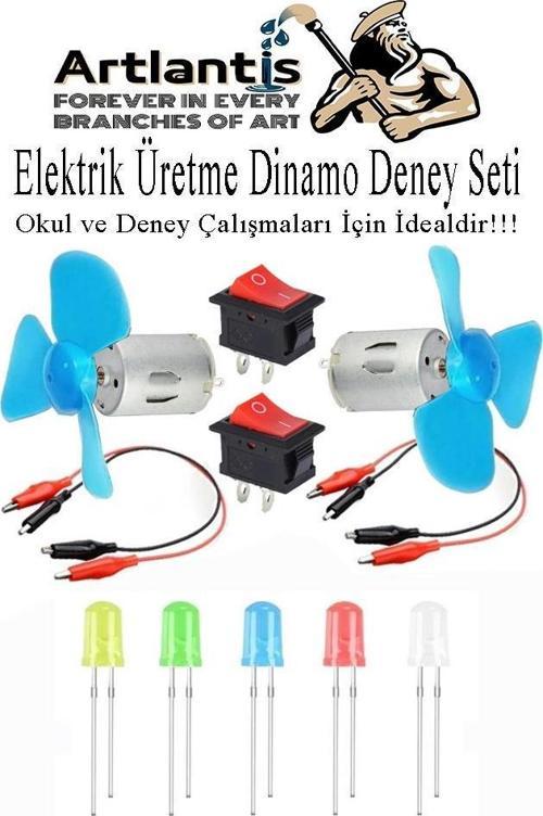 Dinamo Deney Seti 1 Paket Rüzgar Enerjisinden Elektrik Üretme Deney Seti Dinamo Krokodil Kablo Açma Kapama Anahtarı Mant