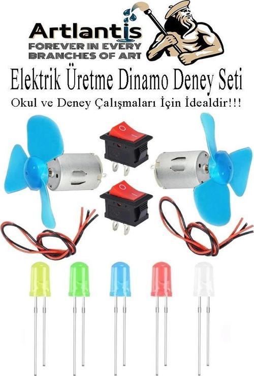 Dinamo Deney Seti 1 Paket Rüzgar Enerjisinden Elektrik Üretme Deney Seti Dinamo Led Ampul Açma Kapama Anahtarı Mantar