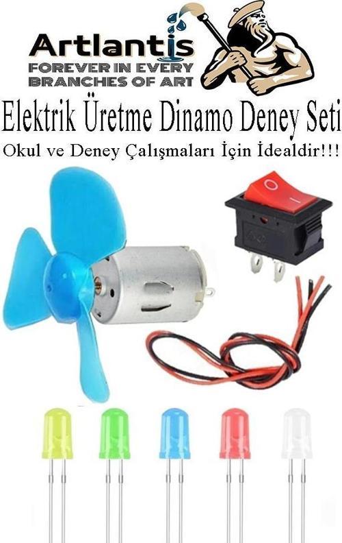Dinamo Deney Seti 1 Paket Rüzgar Enerjisinden Elektrik Üretme Deney Seti Dinamo Açma Kapama Anahtarı Mantar Led Ampul