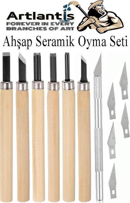 Ahşap Seramik Oyma Seti 6 lı Kretuar 1 Paket İskarpela Seti Paslanmaz Çelik Bıçaklı Ağaç Oyma Heykel Hobi Kretuar Gravür