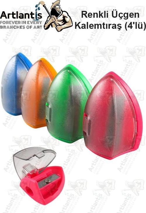 Kalemtraş 4 Adet Hazneli Standart Kalem Açacağı Plastik Kalemtıraş Fixpoint P-6027 Kalem Traş