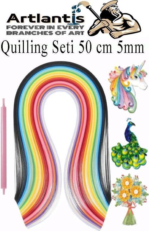 Quilling Seti 5 mm İnce 1 Paket Quling Kağıt Katlama Kıvırma Sanatı Telkari Kuiling Karışık Renkli