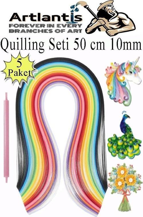 Quilling Seti 10 mm Kalın 5 Paket Quling Kağıt Katlama Kıvırma Sanatı Telkari Kuiling Karışık Renkli