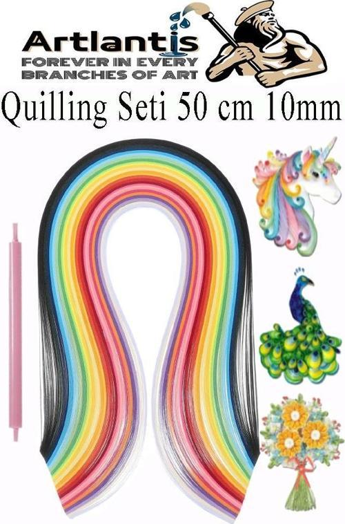 Quilling Seti 10 mm Kalın 1 Paket Quling Kağıt Katlama Kıvırma Sanatı Telkari Kuiling Karışık Renkli