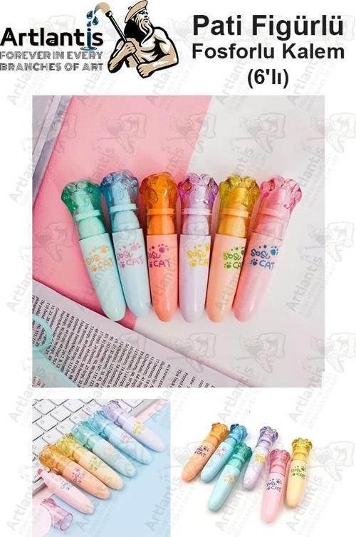 Pati Fosforlu Kalem 1 Paket 6 Renk Sevimli Pati Figürlü İşaret Kalemi Mini 6 lı Fosforlu Kalem