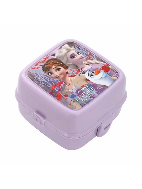 Beslenme Kutusu 4 Bölmeli Frozen 2 Lila Renk Kız Figürlü 1 Adet Yemek Saklama Kabı Beslenme Çantası