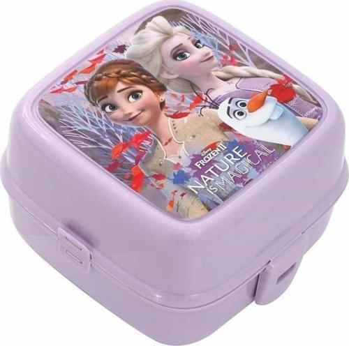 Beslenme Kutusu 4 Bölmeli Frozen 2 Lila Renk Kız Figürlü 1 Adet Yemek Saklama Kabı Beslenme Çantası