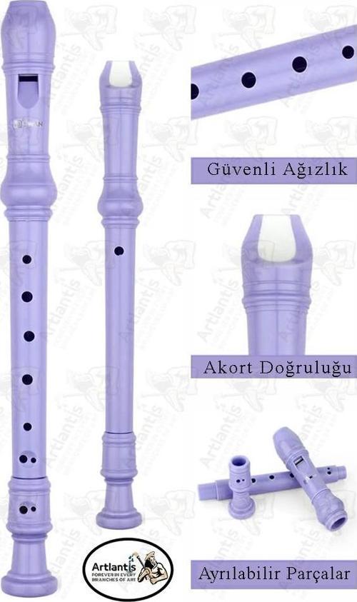 Flüt Blok 1 Adet Helvacıoğlu Renkli Blok Flüt Abs Plastik 3 Parça Kaliteli Net ve Yüksek Ses Kalitesi Fülüt