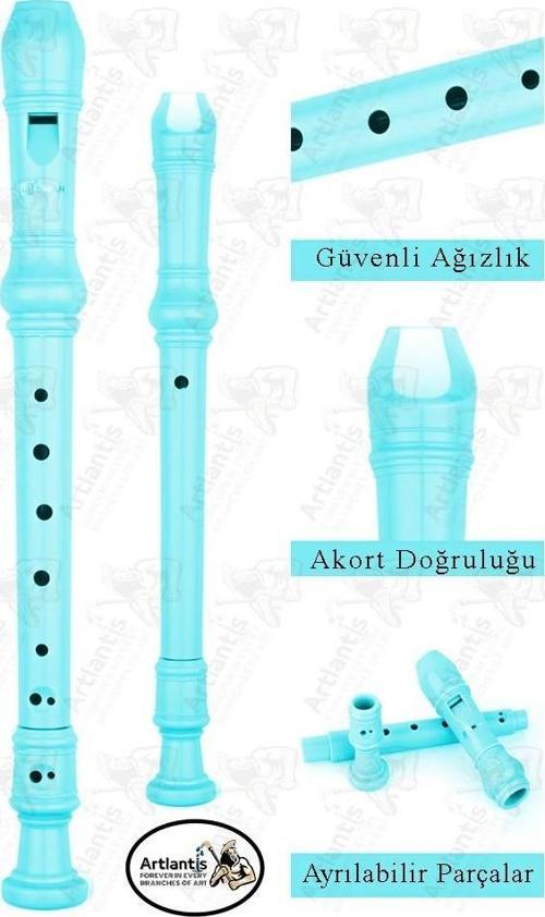Flüt Blok 1 Adet Helvacıoğlu Renkli Blok Flüt Abs Plastik 3 Parça Kaliteli Net ve Yüksek Ses Kalitesi Fülüt