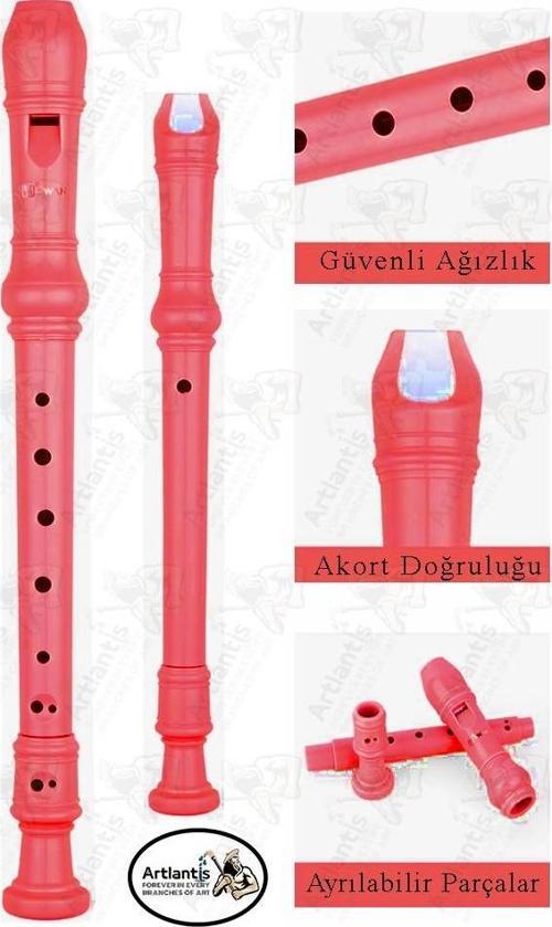 Flüt Blok 1 Adet Helvacıoğlu Renkli Blok Flüt Abs Plastik 3 Parça Kaliteli Net ve Yüksek Ses Kalitesi Fülüt