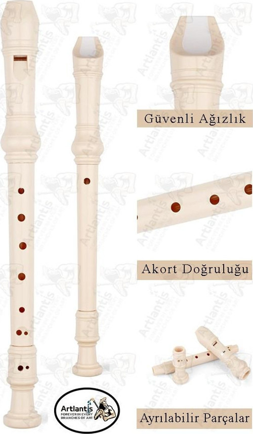 Flüt Blok 1 Adet Helvacıoğlu Renkli Blok Flüt Abs Plastik 3 Parça Kaliteli Net ve Yüksek Ses Kalitesi Fülüt