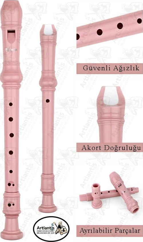 Flüt Blok 1 Adet Helvacıoğlu Renkli Blok Flüt Abs Plastik 3 Parça Kaliteli Net ve Yüksek Ses Kalitesi Fülüt