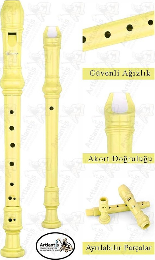 Flüt Blok 1 Adet Helvacıoğlu Renkli Blok Flüt Abs Plastik 3 Parça Kaliteli Net ve Yüksek Ses Kalitesi Fülüt